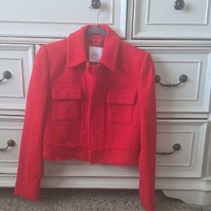 Mango Vibrant Red Tweed Blazer